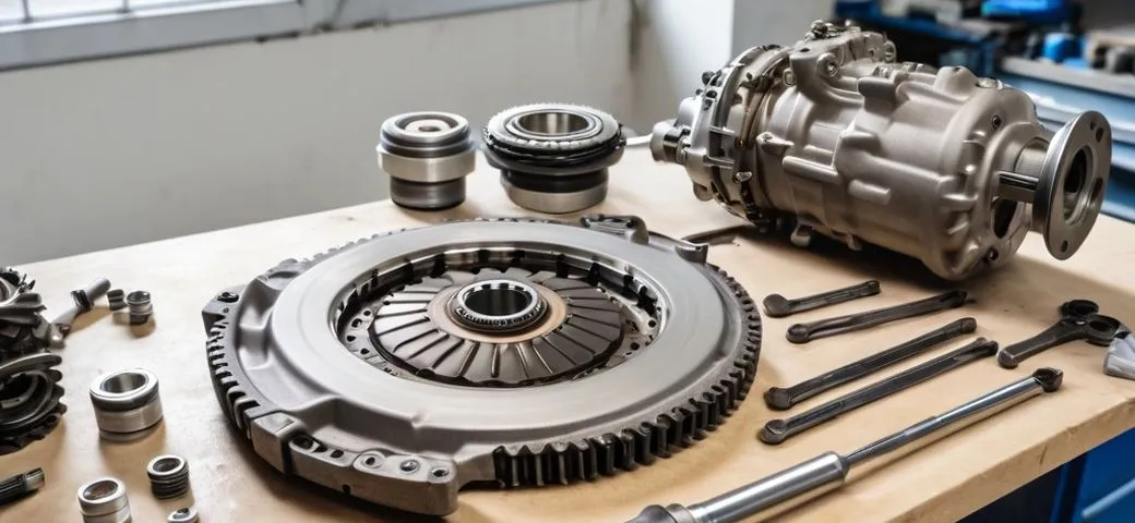 Коробка 7DCT с двойным сцеплением на верстаке при ремонте Kia