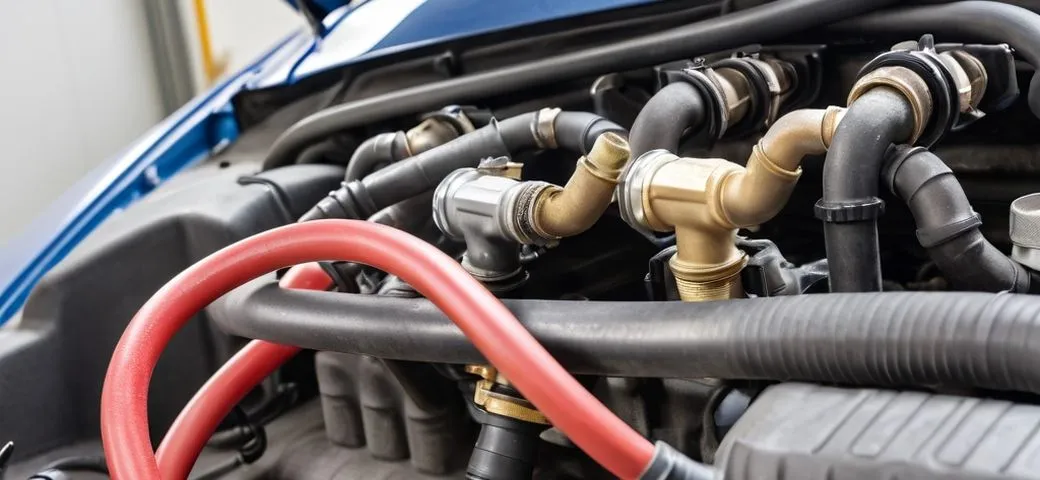 Аппарат промывки печки подключён к патрубкам отопителя Hyundai